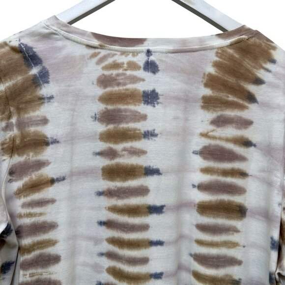 LOGO Lori Goldstein Tunic Tee Plus Size 1X Tan Boho Tie Dye Pockets Womens Top - Picture 3 of 10
